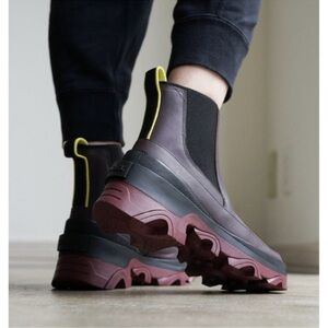 Sorel Brex Waterproof Platform Heel Chelsea Boot Bootie Chocolate US 11